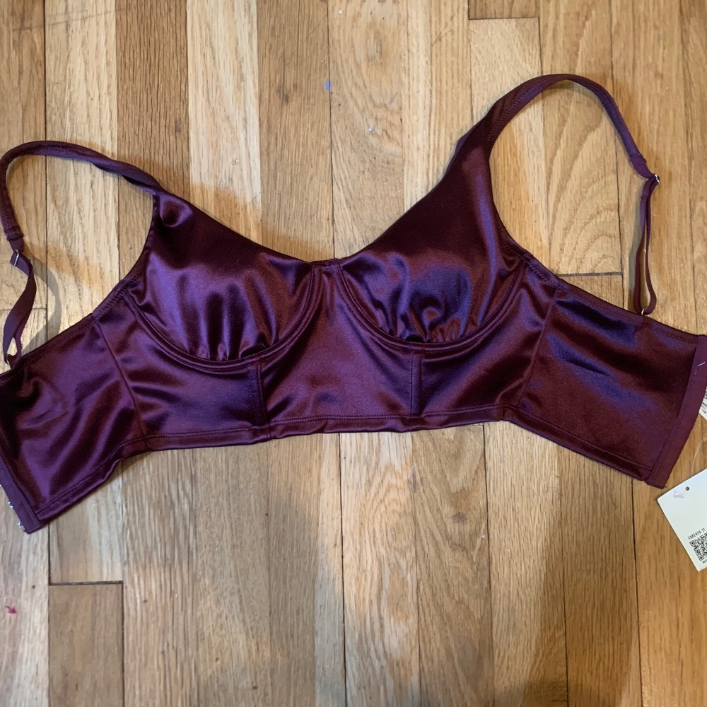 Purple Satin Hook-and-Eye Going Out Top